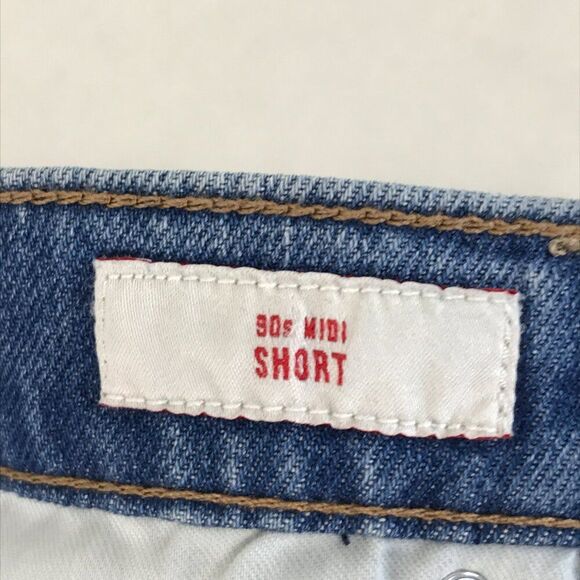 Lucky Brand 90s Midi Short Women's Size 2/26 Stretch Denim Raw Hem High Rise - Picture 8 of 10